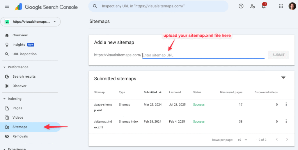 Google Search Console > Add Sitemap